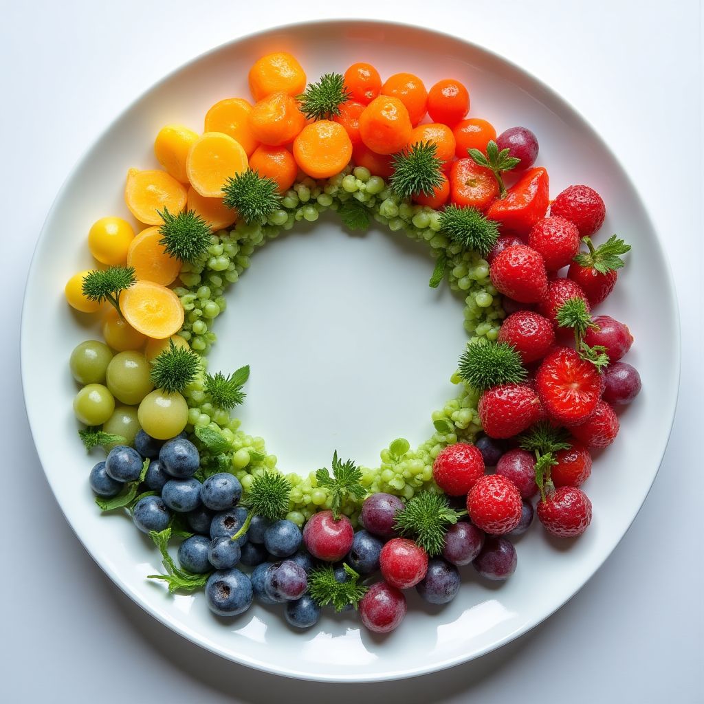 Beautiful rainbow-inspired dish presentation